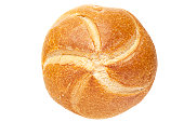 German bread roll on white background