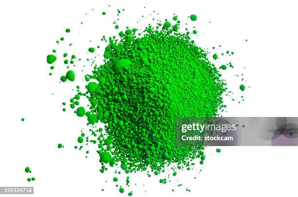 green pile of pigment powder on white - powder paint stock pictures, royalty-free photos & images