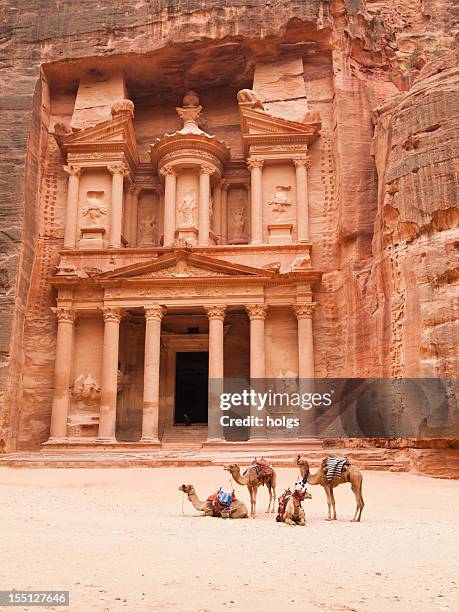 treasury building, petra, jordanien - jordanien stock-fotos und bilder