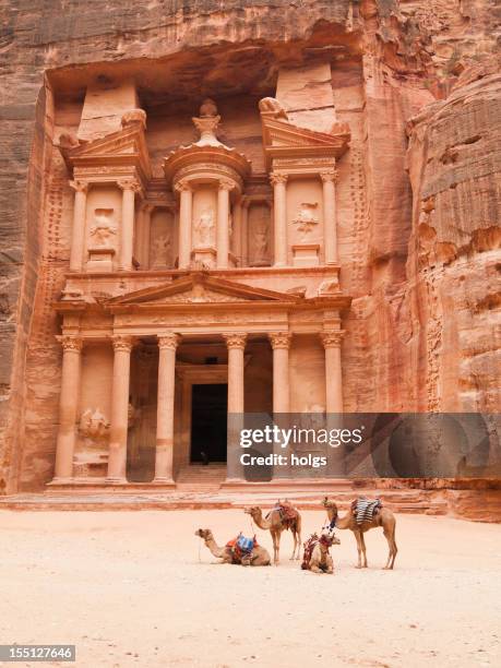 treasury building, petra, jordan - jordan stock pictures, royalty-free photos & images