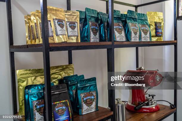 Bags of ground coffee at a facility in Ciudad Bolivar, Antioquia department, Colombia, on Sunday, July 23, 2023. Colombia's industrialization policy...