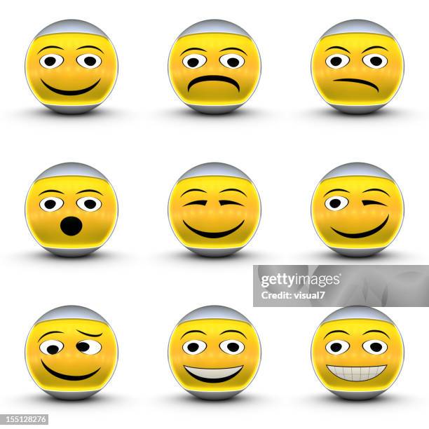 smiley, emoticon set - anthropomorphic stock pictures, royalty-free photos & images