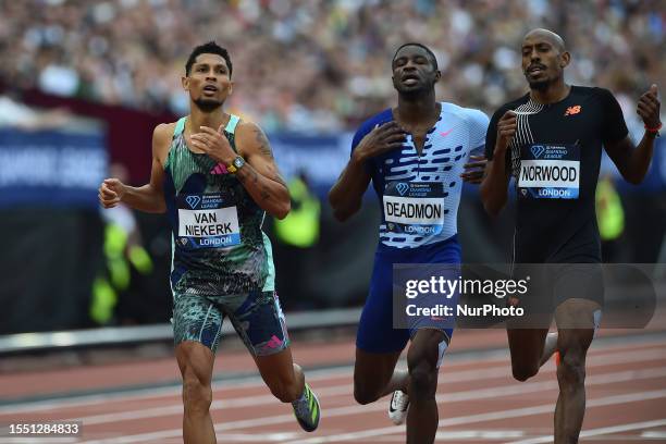 Wayde Van Niekerk wins the Men's 400m during the Wanda Diamond League meeting at the London Stadium in Stratford in London, England, on Sunday 23rd...