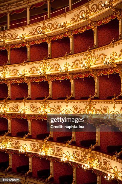 boxes of italian antique theater - operahuis stockfoto's en -beelden