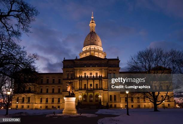 capital do estado, à noite - lansing - fotografias e filmes do acervo