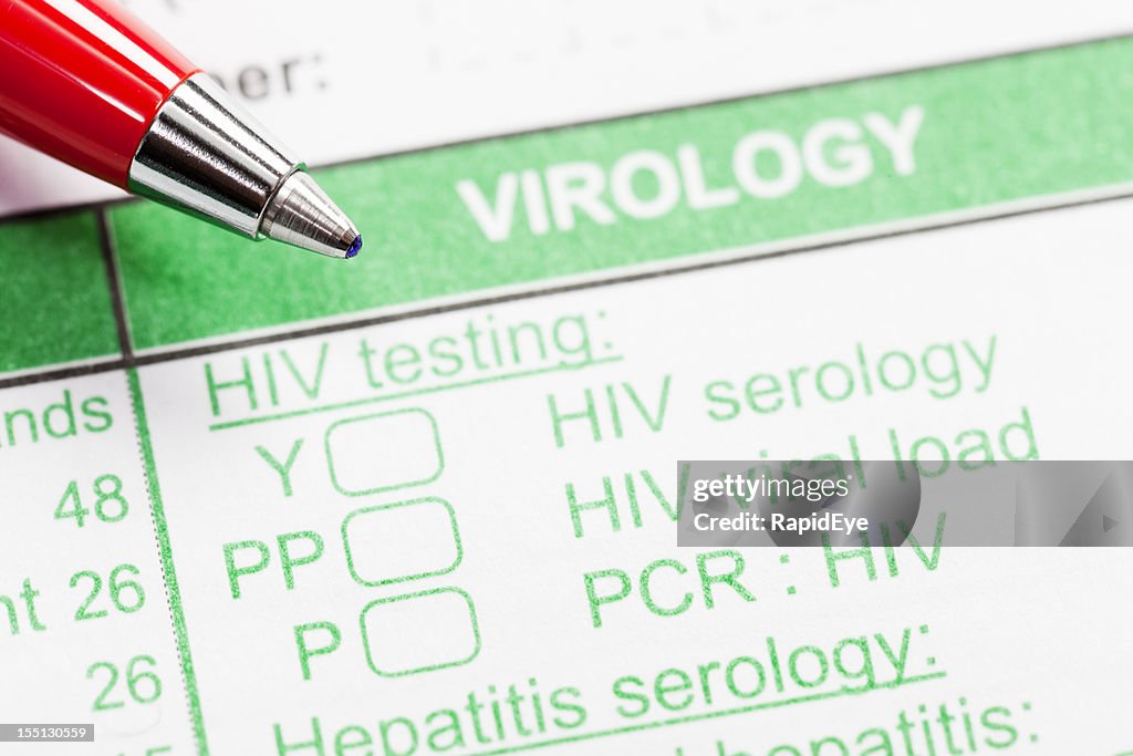 Caneta vermelha em forma de Virologia encomenda Testes de VIH