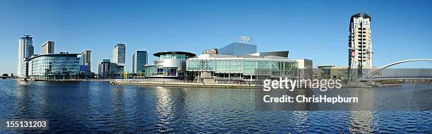 salford quays, manchester - manchester cityscape stock pictures, royalty-free photos & images