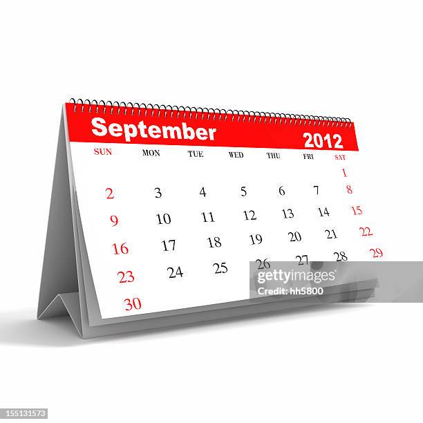 série de setembro de 2012-calendário - september imagens e fotografias de stock