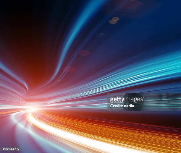 abstract speed motion in highway tunnel - dividing line stockfoto's en -beelden