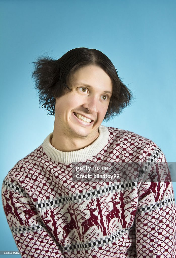 Goofy holiday sweater man