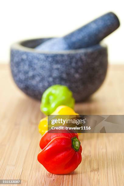 peppers in kitchen - jamaican culture stock pictures, royalty-free photos & images