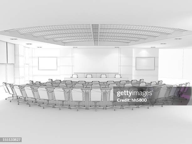 3d sketch architecture modern conference room classroom 2 - press conference room stock pictures, royalty-free photos & images