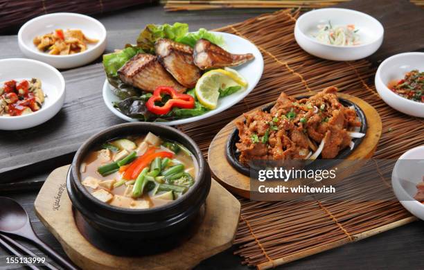 Carne De Porco Bulgogi Sopa De Feijo Colar, Foto de stock