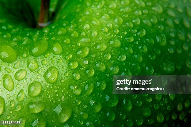 green apple detail - knaprig bildbanksfoton och bilder