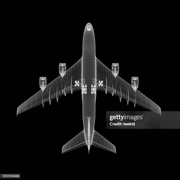 airplane wireframe - commercial airplane stock illustrations stock pictures, royalty-free photos & images