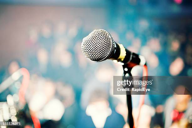 performer's point of view over microphone into theater audience - samlingssal bildbanksfoton och bilder