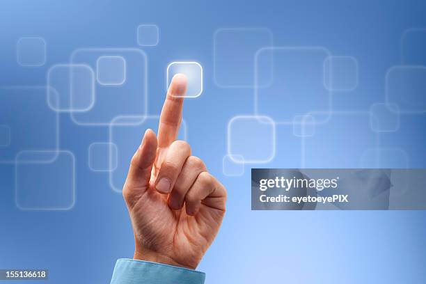 digital touch to the future - knop gefabriceerd object stockfoto's en -beelden