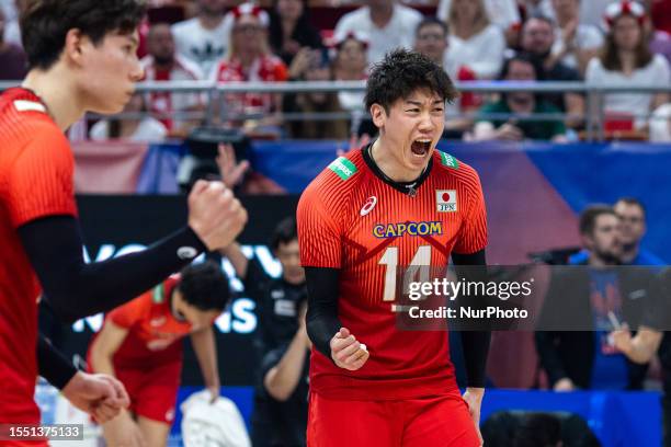 Yuki Ishikawa during the FIVB Volleyball Nation League - Men , third place match Japan v Italy 3:2 Japan won third place ,Gdansk 23 July , 2023 in...