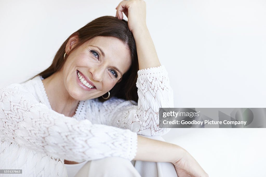 Happy woman spending time at home