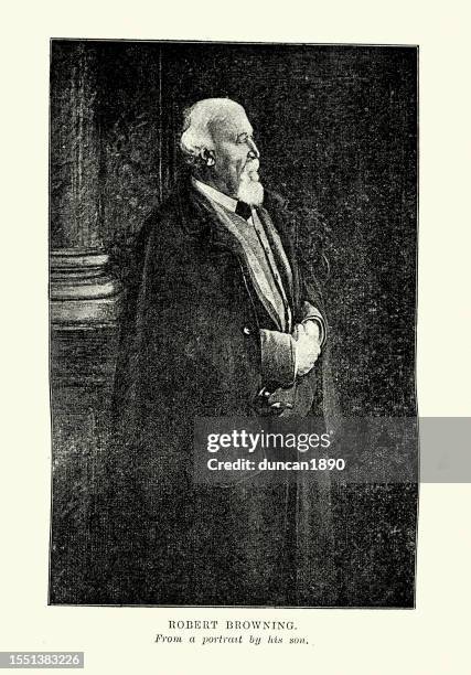 robert browning, an english poet and playwright, 1812 to 188 - robert browning stock illustrations