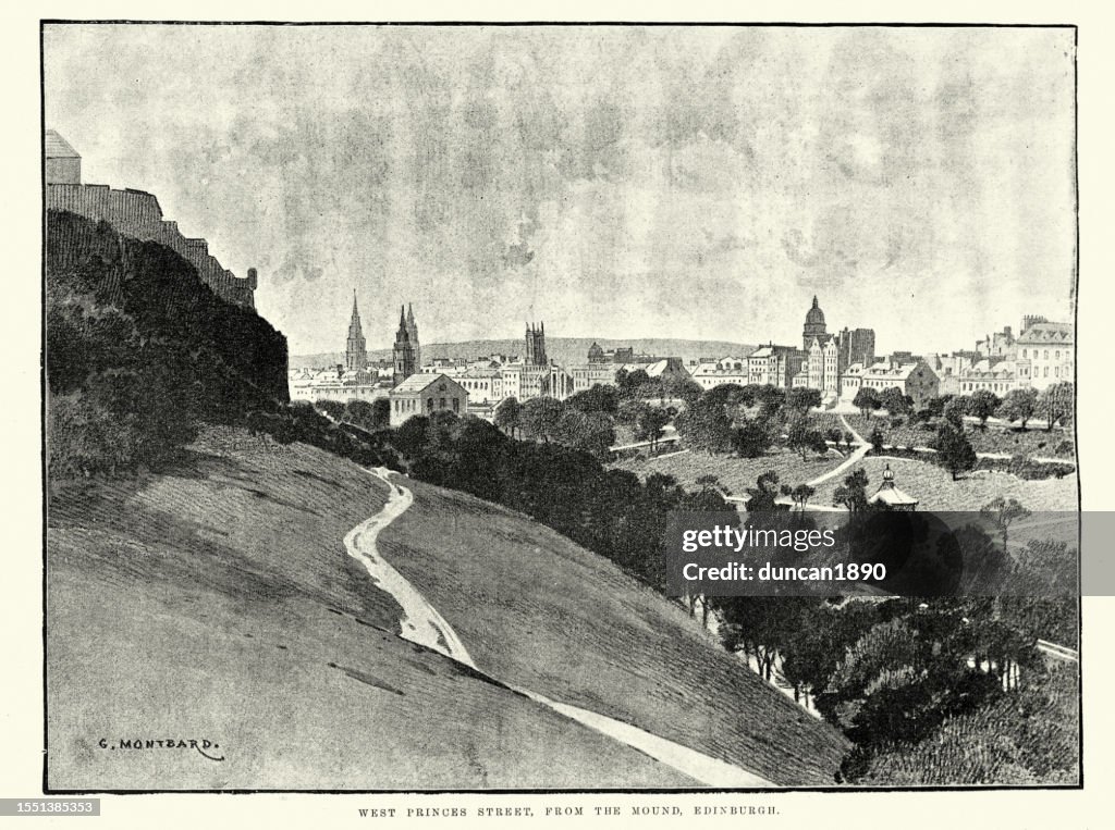 View of West Princes Street, from the Mound, Edinburgh, Scotland, 1891