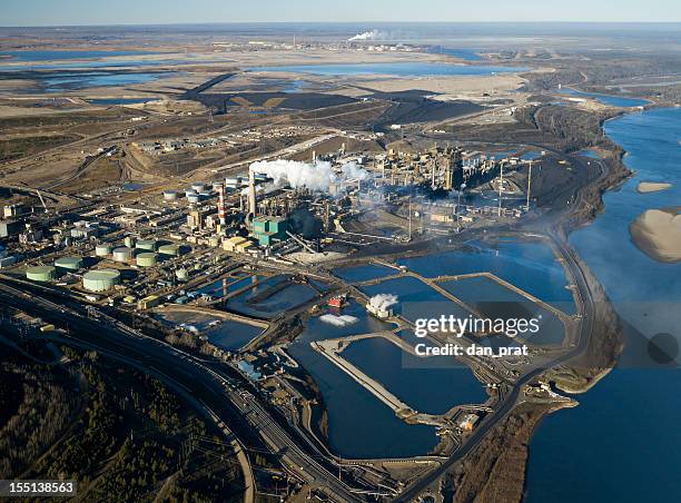 oilsands refinery - fort mcmurray stock pictures, royalty-free photos & images