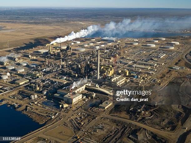 oilsands refinery - fort mcmurray stock pictures, royalty-free photos & images