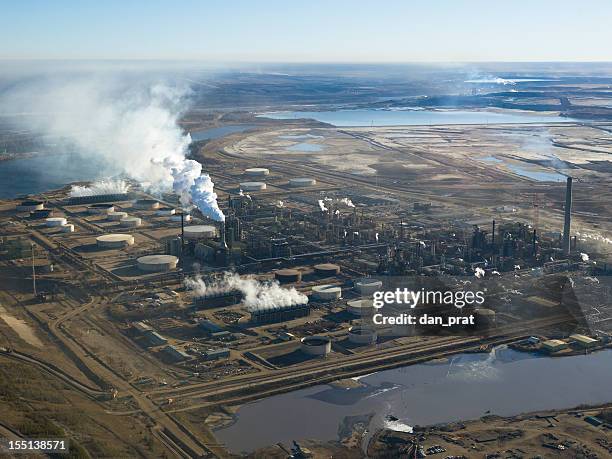 oilsands refinery - fort mcmurray stock pictures, royalty-free photos & images