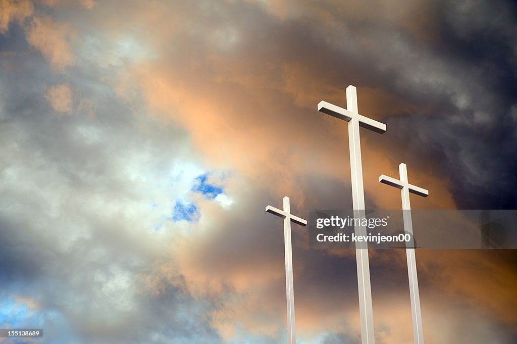 Trois Croix au coucher du soleil