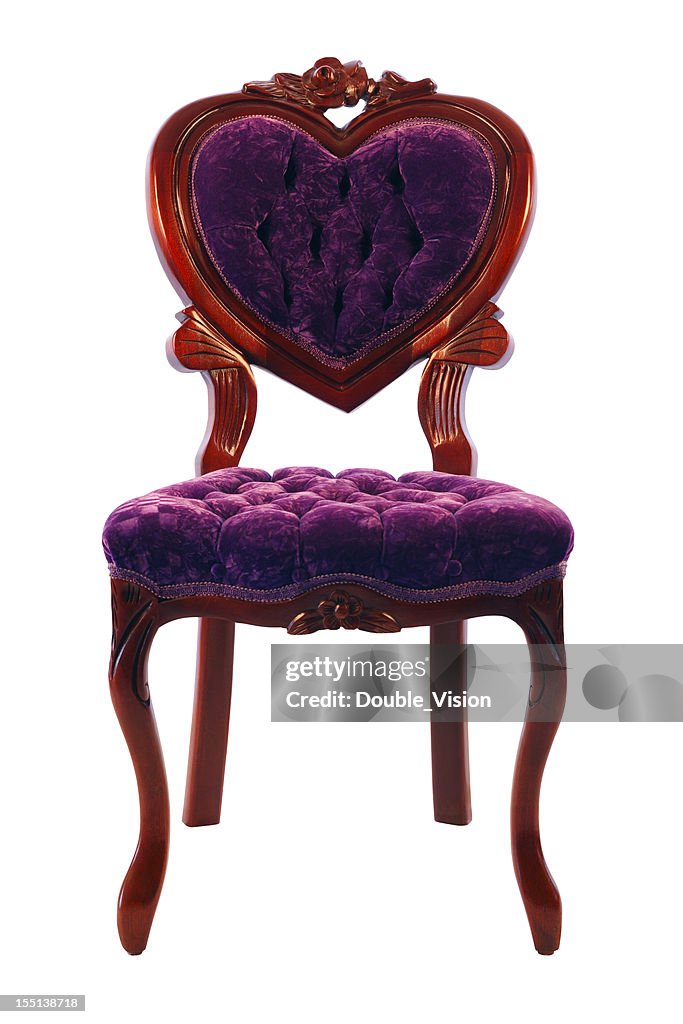 Purple Love Seat: Anitique Ornate Heart-shaped Chair