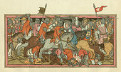 Battle of Mühldorf, on September 28, 1322, lithograph, published 1880