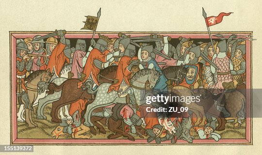 Battle of Mühldorf, on September 28, 1322, lithograph, published 1880 Battle of Mühldorf, on September 28, 1322, lithograph, published 1880