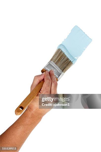 blue paint - painters hands stock pictures, royalty-free photos & images