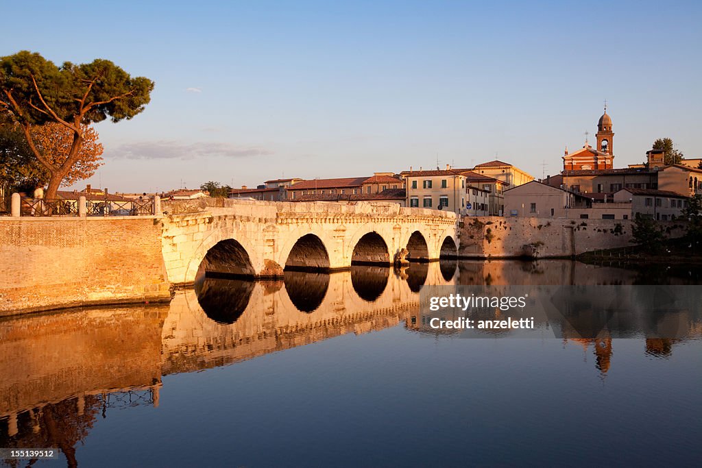 Tiberius bridge in Rimini, Italy