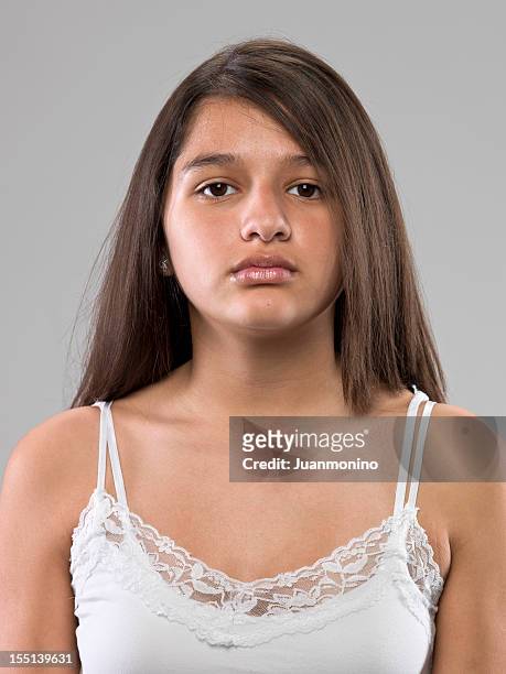 serious thirteen years old hispanic girl - cute mexican girl 個照片及圖片檔