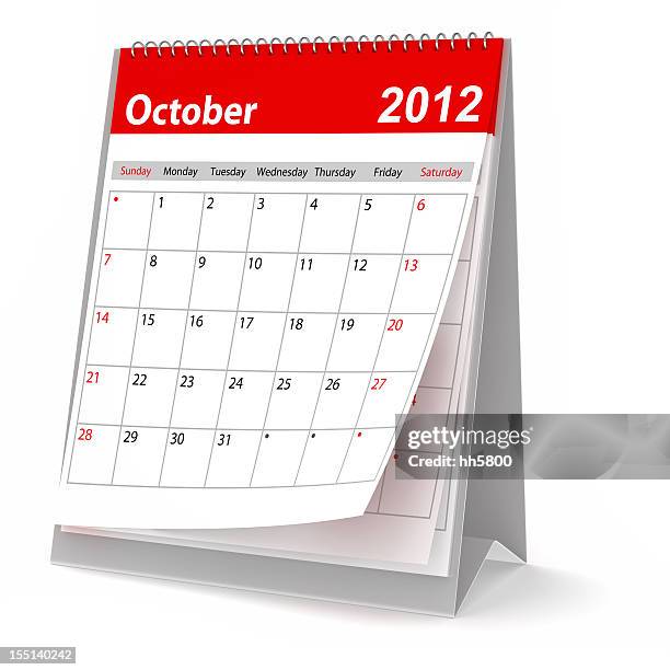 october 2012 - calendar series - 2012 calendar stock pictures, royalty-free photos & images