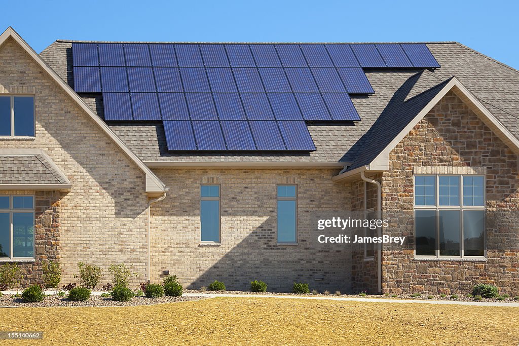 New Solar Powered Brick and Stone House