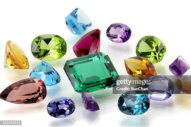 assorted gemstones - saffier stockfoto's en -beelden