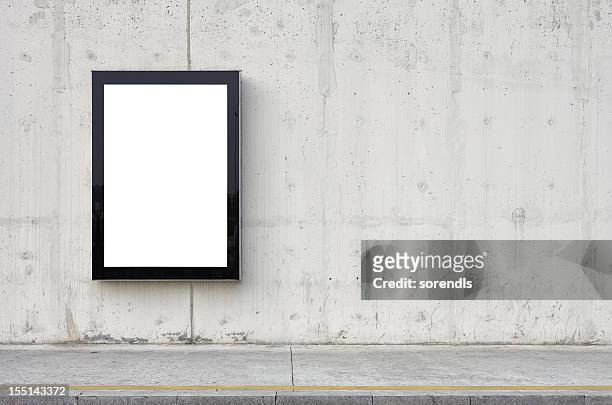 blank billboard on wall. - banner sign stock pictures, royalty-free photos & images