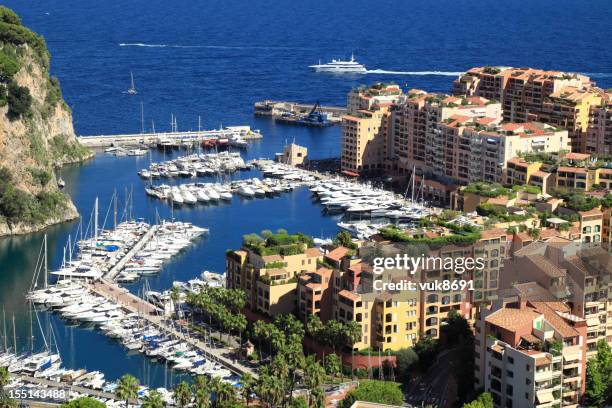 monte carlo panorama - monaco harbor stock pictures, royalty-free photos & images