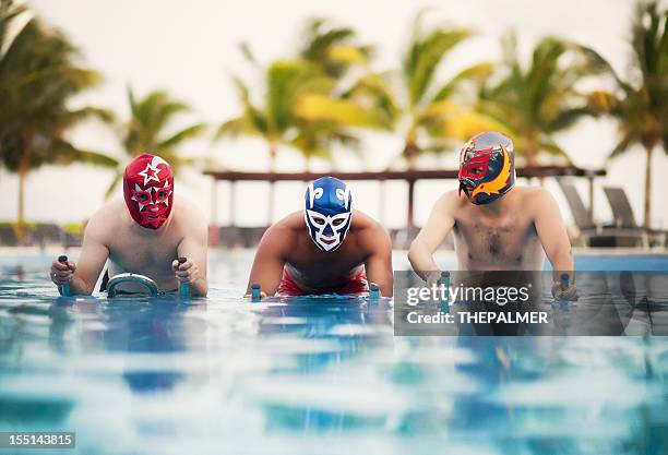 mexican luchadores bootcamp training - lucha libre stock pictures, royalty-free photos & images
