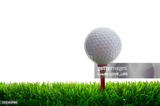 golf ball and tee on grass - 球座 個照片及圖片檔