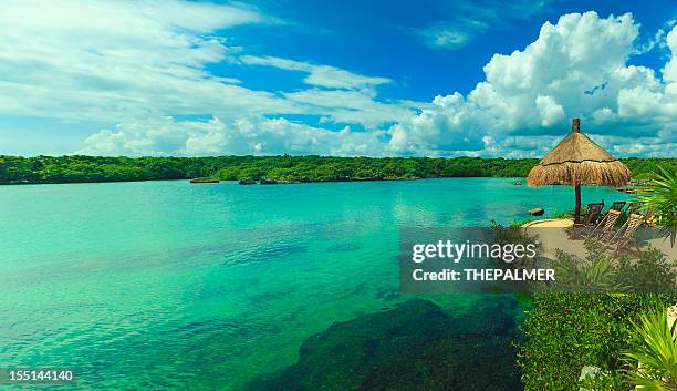 lagoon in mexico panorama - mayan riviera stock pictures, royalty-free photos & images