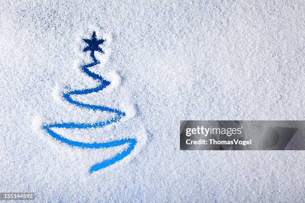 painted christmas tree on snow - background winter window - tree white background stock pictures, royalty-free photos & images