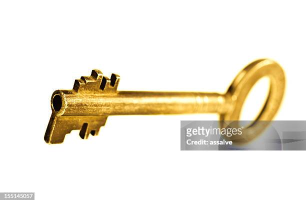 alte goldenen safeschlüssel - golden key stock-fotos und bilder