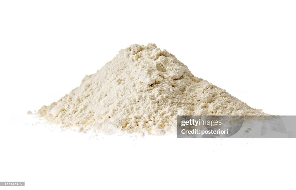 Flour on white background