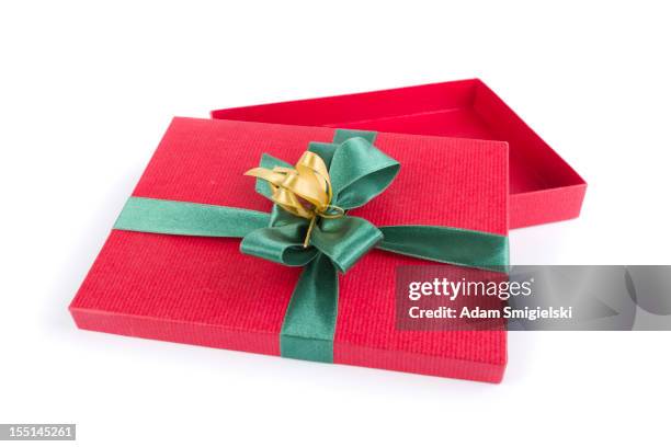 empty gift box - adam bow stockfoto's en -beelden