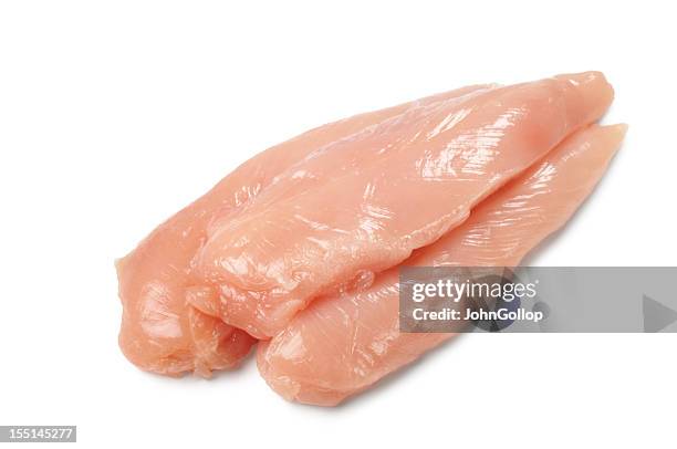 chicken fillets - chicken on white stockfoto's en -beelden