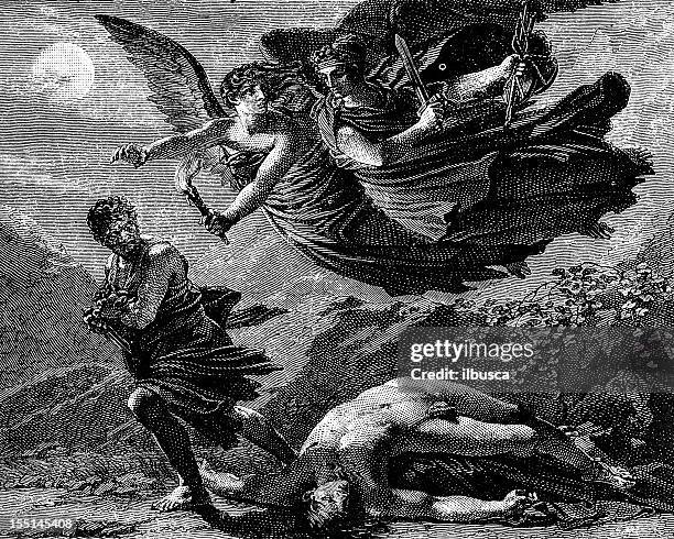 justice, revenge and crime by prud'hon - renaissance angel stock illustrations