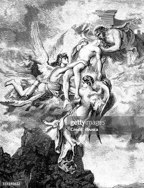 death and sleep bring sarpedon to zeus by levy - zeus stock illustrations